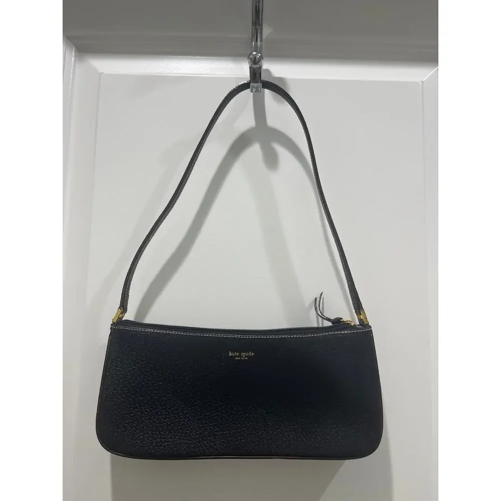 Kate Spade Vintage Black Leather Minimal Shoulder Bag